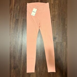 Pact NWT Organic Cotton High Waisted Ribbed Leggings in Pink Sand